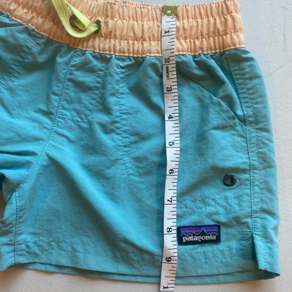 Patagonia Kids Baggies Shorts Size Small Recycled Nylon Aqua Peach NetPlus - Picture 7 of 7